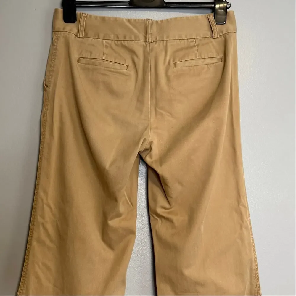 J Crew Favorite Fit Wide Leg Tan Cotton Khaki Pants 10